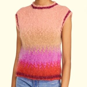 🩷 Rose Carmine Sweater Vest Size 1, Mohair Metallic Lurex thread.. beautiful!🩷